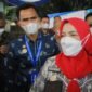 Wali Kota Bandarlampung Eva Dwiana didampingi Direktur PDAM Way Rilau Suhendar Zuber usai menerima kunjungan anggota Komisi V DPR RI di Reservoir PDAM Way Rilau Kota Bandarlampung, Rajabasa, Kamis (27/1). Foto: Netizenku.com