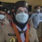 Wali Kota Bandarlampung Eva Dwiana usai membuka acara Musyawarah Cabang (Muscab) XVI Tahun 2022 Gerakan Pramuka di GSG Karya Bakti Herman HN, Rabu (16/2). Foto: Netizenku.com