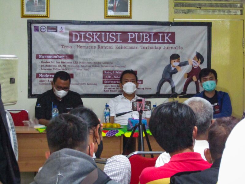 Diskusi Publik Koalisi Pembela Kebebasan Pers Lampung di Sekretariat IJTI Lampung, Rabu (2/2). Foto: Netizenku.com