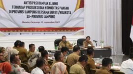 Gubernur Lampung saat menggelar Rakor di Mahan Agung, Bandarlampung, Selasa (19/9). Foto: Diskominfotik Lampung