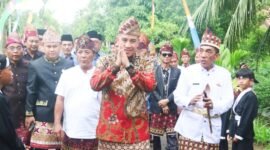 Foto: Bupati Pesawaran Dendi Ramadhona, saat menghadiri festival budaya di Desa Bangun Rejo, Kecamatan Punduh Pedada, Rabu (17/01/24). (Soheh/NK)