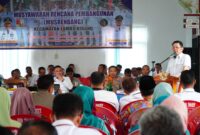 Foto: M Firsada membuka Musrenbang Kecamatan Lambu Kibang. (Arie/NK)