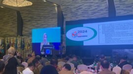 Kepala Bapeda Lampung, Elvira Umihanni, ketika menyampaikan sambutan pada ada musrenbang. Foto: Luki