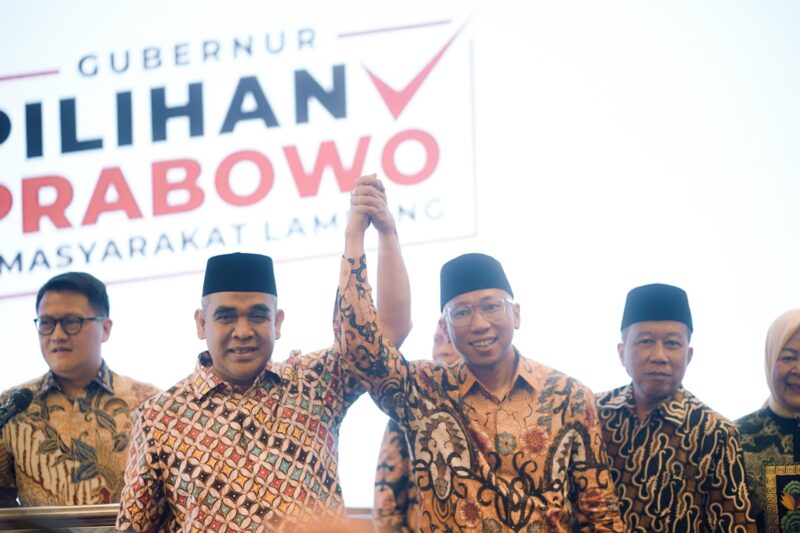 Sekretaris DPP Partai Gerindra, Ahmad Muzani dan Ketua DPD Partai Gerindra Lampung, Rahmat Mirzani Djausal. Foto: Ist