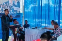 Ketua PWI Lampung Wirahadikusumah, SP saat memberikan sambutan dan arahan kepada jajaran pengurus PWI Tubaba. (Arie/NK)