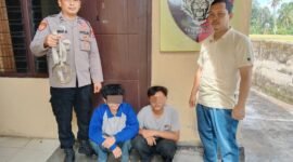 Dua pelaku dan senjata modifikasi yang diamankan pihak kepolisian. (Foto: Ist) 