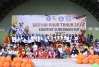 Pj Bupati Tubaba M Firsada, dan Pj Ketua TP-PKK, Hanita Farial, dan jajarannya, menghadiri kegiatan Gebyar PAUD Tahun 2024 di Taman Kuliner Kagungan Ratu. (Arie/NK)