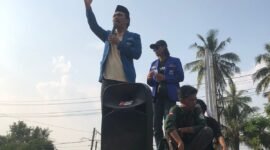 Ketua PMII Bandarlampung, Dapid Novian Mastur, ketika menyampaikan orasi. Foto: Luki. 