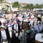 Jemaah haji ketika sampai di Gedung Madinatul Hujjaj Asrama Haji.