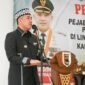Bupati Pesawaran Dendi Ramadhona saat memberikan sambutan pada rotasi jabatan. (Soheh/NK)