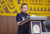 Penjabat (Pj) Bupati Pringsewu, Marindo Kurniawan, menyampaikan Rancangan Perubahan Kebijakan Umum Anggaran dan Prioritas Plafon Anggaran Sementara (KUA PPAS) Kabupaten Pringsewu 2024. (Ist/NK)
