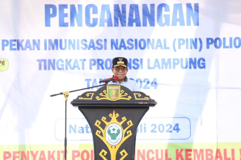 Pj Gubernur Lampung ketika menyampaikan sambutan. (Foto: Diskominfotik) 