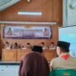 Ketua Kwarcab Gerakan Pramuka Kabupaten Tubaba, Ponco Nugroho, memberikan sambutan pada kegiatan Rakercab tahun 2024 di Aula Kantor Kwarcab Tubaba, Tiyuh Tirta Makmur, Selasa (30/7/2024). (Arie/NK)