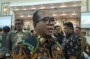 PJ Gubernur Lampung, Samsudin, ketika diwawancarai awak media. (Foto: Luki) 