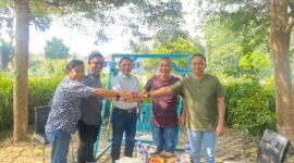 Ketua DPD Partai Demokrat Lampung Edi Irawan Arief, menerima kunjungan Calon Bupati Lampung Barat Parosil Mabsus, di Balai Krakatau, Kamis (1/8/2024). (Iwan/NK)