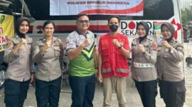 Sambut Hari Jadi Polwan ke-76, Polres Lampung Tengah Gelar Bhakti Kesehatan. (Asep/NK)