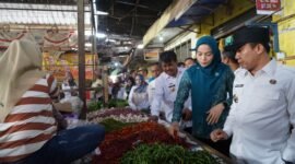 Pj Bupati Pringsewu, Marindo Kurniawan monitoring harga di Pasar Gadingrejo. (Ist/NK)