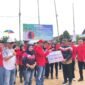 Ketua umum KONI Lampung Barat, Parosil Mabsus membuka open turnamen Bola Voli PBVSI Cup di Pekon Tanjung Raya Way Tenong, Sabtu (14/9/2024). (Iwan/NK)