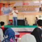 Calon Wakil Bupati Tubaba Nadirsyah saat memberikan sambutan pada kegiatan konsolidasi Partai Buruh untuk memenangkan pasangan Novriwan Jaya-Nadirsyah (NoNa) pada Pilkada Tubaba, Gunung Agung, Selasa (24/9/2024). (Arie/Nk)