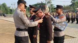 Acara pelepasan enam perwira Polri yang memasuki masa pensiun pada Senin (7/10/2024) di Mapolres Pringsewu. 