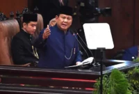 Presiden Prabowo Subianto menyampaikan pidato sesaat setelah dilantik di Gedung Nusantara, Kompleks Parlemen, Senayan, Jakarta, Minggu (20/10). ANTARA FOTO