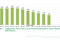 Grafis Tingkat Inflasi Year on Year (y-on-y) Provinsi Lampung bulan Januari-Oktober,
2024 (Persen)