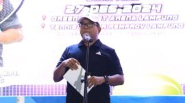 Pj Gubernur Lampung, Samsudin dalam Kegiatan Entertennis 2024 di Green Sport Arena, Jumat (27/12), Foto: Diskominfotik Provinsi Lampung.