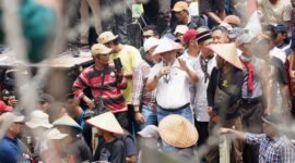 Gelaran aksi demonstrasi damai oleh ribuan petani singkong dari berbagai kabupaten di Provinsi Lampung di Lapangan Korpri, Komplek Kantor Gubernur, Senin (13/1), Foto: Diskominfotik Provinsi Lampung.