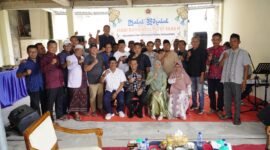 PWI & IKWI Kabupaten Pringsewu bersama pemerintah daerah saat gelaran halalbihalal, Sabtu (12/4/2025), Foto: Reza/NK.