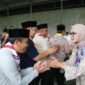 Jihan Nurlela bersama Anggota Gerakan Pramuka Lampung dalam acara Halalbihalal yang berlangsung di Aula D'Junjungan Cafe, Kabupaten Pesawaran, Sabtu (12/4/2025), Foto: Diskominfotik Provinsi Lampung.