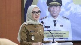 Wakil Gubernur Lampung, Jihan Nurlela pada acara FGD di Ruang Sidang Utama Politeknik Negeri Lampung (Polinela), Senin (14/04/2025), Foto: Diskominfotik Provinsi Lampung.