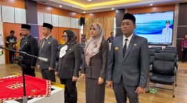 Pelantikan lima pejabat administrator di lingkungan Pemkab Tanggamus, Jumat (25/4/2025), Foto: Arj/NK.