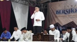 Bupati Tubaba, Novriwan Jaya dalam kegiatan Tubaba Bersholawat, Sabtu (26/4/2025), Foto: Arie/NK.