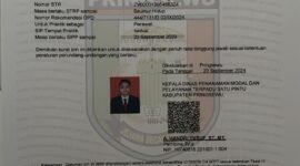 Surat Izin Praktik Perawat (SIPP) milik Ns. Nur Aliman S.Kep, Foto: Reza/NK.