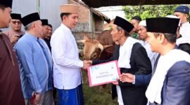 penyerahan sapi kurban dari Presiden Republik Indonesia, Prabowo Subianto, yang disalurkan langsung oleh Bupati Lampung Selatan, Radityo Egi Pratama, Jumat (6/6/2025), Foto: Eko/NK.