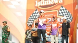 Bupati Tubaba, Novriwan Jaya pada acara Grasstrack Motocross Motorace Series Putaran II Championship 2025, Minggu (8/6/2025), Foto: Arie/NK.