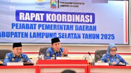 Bupati Egi pada Rakor Pejabat Pemerintah Daerah di Aula Krakatau, Kantor Bupati Lampung Selatan, Selasa (17/6/2025), Foto: Eko/NK.