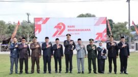 Apel HUT Bhayangkara ke-79 di Mapolres Lampung Barat, Selasa (1/7/2025). Foto: Iwan/NK.