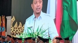 Bupati Pringsewu, Riyanto Pamungkas saat menghadiri wisuda ke-8 Universitas Muhammadiyah Pringsewu, Rabu (2/7/2025). Foto: Reza/NK.