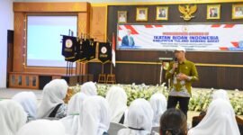 Bupati Tubaba saat memberi sambutan pada kegiatan Muscab IV IBI Tubaba, Kamis (21/8/2025). Foto: Arie/NK.