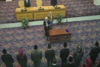 Wagub Lampung, Jihan Nurlela saat melantik pejabat eselon III dan IV, di Balai Keratun Lantai 3, Senin (8/9/2025). Foto: Tauriq/NK.