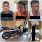 Tiga pelaku pencurian dengan kekerasan (curas) uang Rp800 juta di Tiyuh Daya Asri, Kecamatan Tumijajar, Kabupaten Tulangbawang Barat, Jumat (20/2/2026). Foto: Arie/NK.