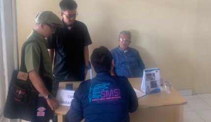 Perwakilan Sekretariat Bersama (Sekber) tiga asosiasi siber konstituen Dewan Pers Provinsi Lampung mendatangi Kantor Pelayanan Pemenuhan Gizi (KPPG).
