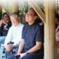 Naoto Fukasawa tengah menikmati Tari Nenemo yang dipentaskan di Komplek Baduy, Ululan Nughik, Tulang Bawang Barat
